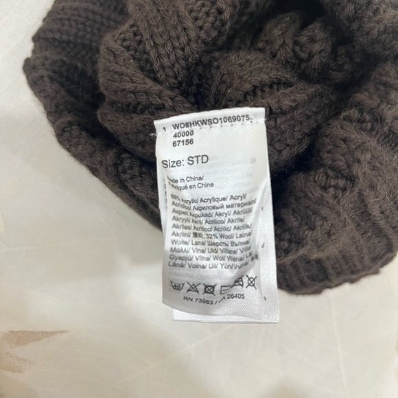 Brown Knit Beanie with Pom Pom - Picture 4 of 4